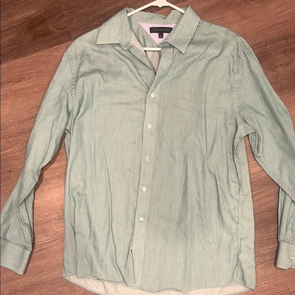 Men's Green Tommy Hilfiger Button-Up Shirt